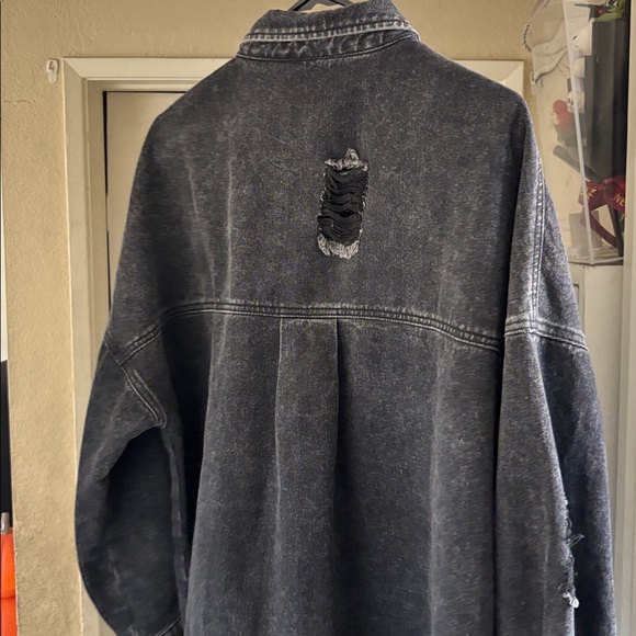 Distressed Black Denim Jacket - Picture 5 of 5